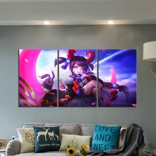 3pcs Change Lunar Magic Skin Mobile Legends Game Poster Canvas Wall Art Paintings for Wall Decor