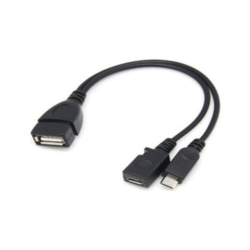 50pcs/lot 2 In 1 OTG Micro USB Host Power Y Splitter USB Adapter to Micro 5 Pin Male Female Data Cable for Flash Disk