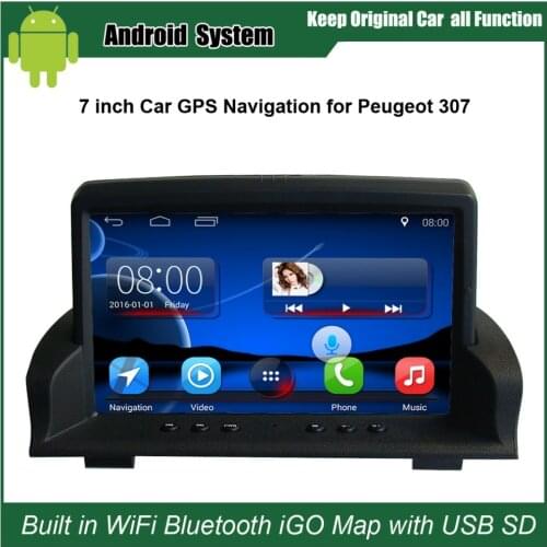 7 inch Android 7.1 Capacitance Touch Screen Car Media Player for Peugeot 307 GPS Navigation Bluetooth