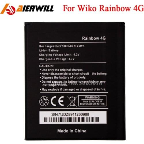 For Wiko Rainbow 4G Battery Batterie Batterij Bateria High Quality 2500mAh