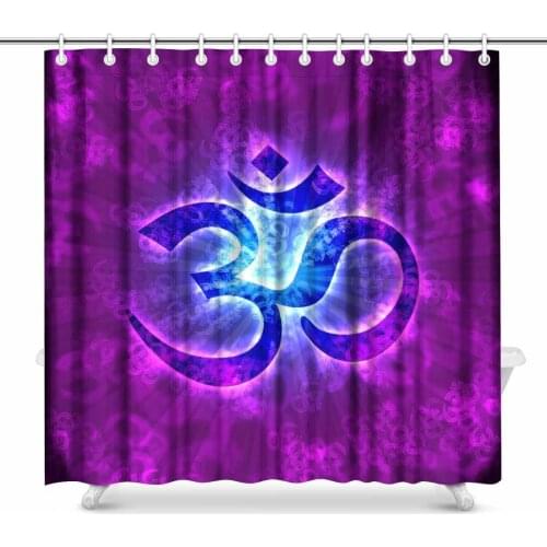Aplysia Om Sign of Light Blue Purple Bathroom Decor Shower Curtain Set with Hooks 72 Inches