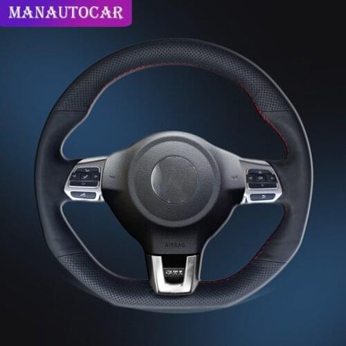 Car Braid On The Steering Wheel Cover for Volkswagen Golf 6 GTI MK6 VW Polo GTI Scirocco R Passat CC R-Line 2010 DIY Auto Covers