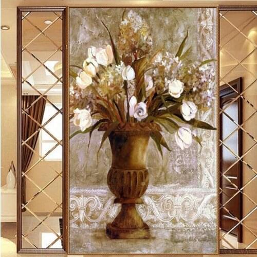 Beibehang Large custom HD European palace floral entrance TV background living room home decoration