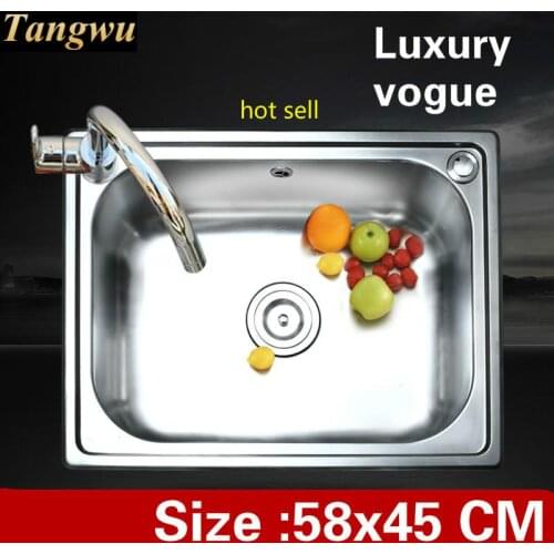 Free shipping Apartment kitchen single trough sink do the dishes high quality 304 stainless steel hot selling 580x450 MM