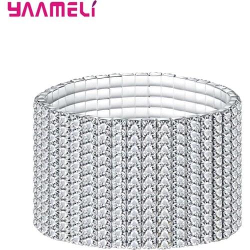 Multiple Rows Styles Fashion Shining Crystal 925 Sterling Silver Stretch Bracelets For Women Wedding Bridal Gifts Jewelry Bangle
