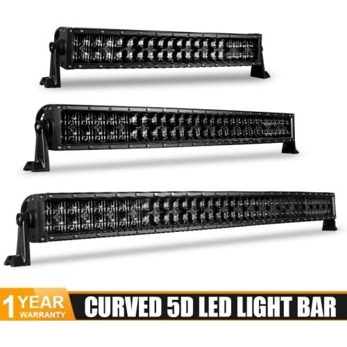 DERI 5D Len 22 32 42 inch 200w 300w 400w Double Row curved Straight Led Light Bar Combo Beam For SUV ATV Car Tractor Off Road
