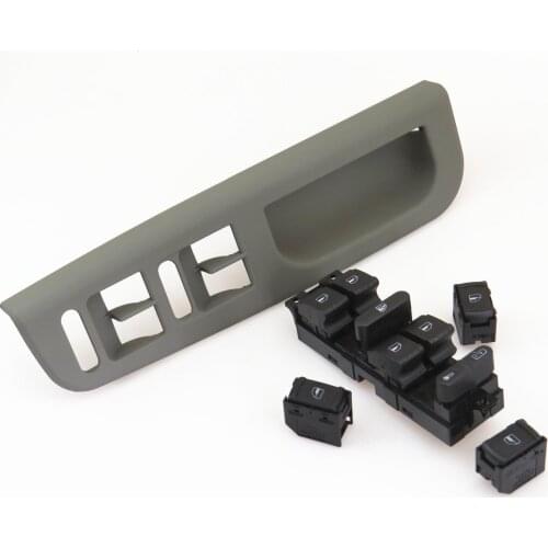 FHAWKEYEQ Driver Window Panel Frame Box+Master Glass Switch Button For VW Jetta Bora MK4 Passat B5 Golf MK4 3B0959855B 1J4959857