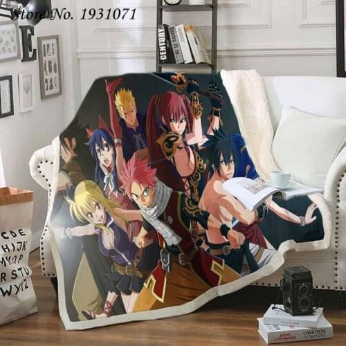 Anime FAIRY TAIL 3D Printed Fleece Blanket for Beds Thick Quilt Fashion Bedspread Sherpa Throw Blanket Adults Kids 04