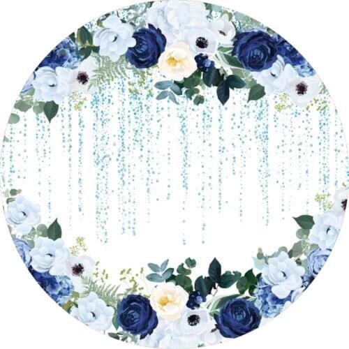 Flower Wedding Round Backdrop Cover Birthday Party Baby Shower Circle Glitter Photo Background Decoration Photozone