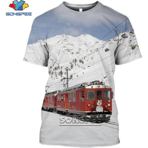 SONSPEE Summer Train Transportation Men Women 3D Print T-shirt Street Street Cool Hiphop Fashion Casual Short Sleeve O-Neck Top
