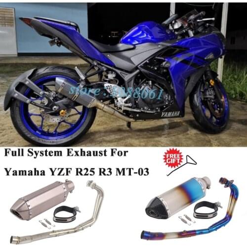 Full System Motorcycle Exhaust Escape Silencer For Yamaha YZF R25 R3 MT-03 Modified Front Middle Link Pipe Muffler DB Killer