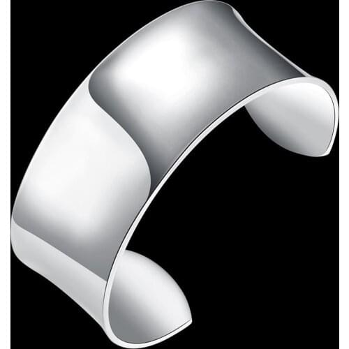 Fine Smooth wide bangles 925 Sterling Silver cuff Bracelets for Women Fashion Wedding Party Christmas Gifts popular Jewelry
