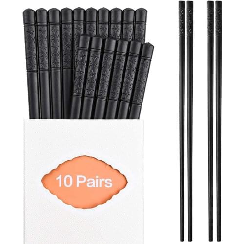 10 Pairs Chopsticks Glass Fiber Chinese Chopsticks Non-slip Suitable for Sushi Noodle Hot Pot Reusables Tableware Chopstick Set
