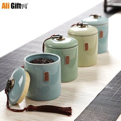 Medium-Sized Tea Canister Spices Storage Box Candy Cookie Honey Jar for Kitchen Storage Jars Ceramic Tea Jar Home Office Decor