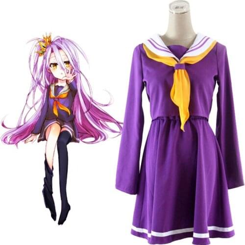 Anime No Game No Life Cosplay Shiro Emboitement Heroine Purple Sailor Suit