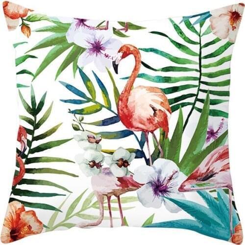 Summer Tropical Plants Pillow Case Flamingo Decorative Pillowcases Green Leaves Throw Pillow Case Tropical Plants Home Decor