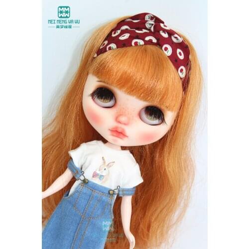 Clothes for doll fit fashion bunny T-shirt, denim strap dress for Blyth Azone 1/6 doll accessories