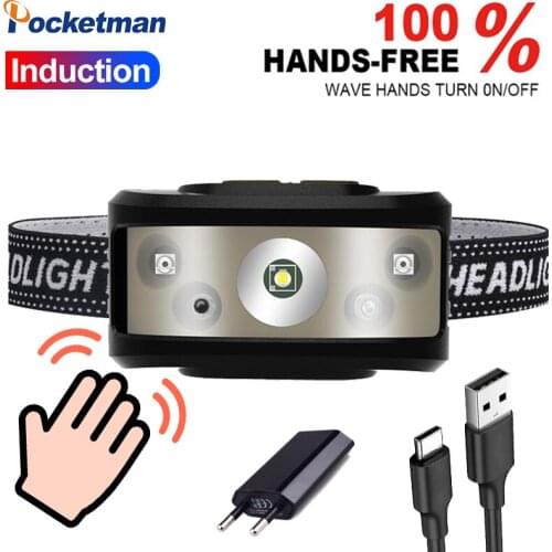 8000 Lumens Super Powerful Motion Sensor Headlamp USB Rechargeable Headlight Waterproof Head Lights For Camping Household