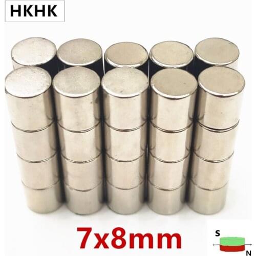 100P 7mm x 8mm Small Round Neodymium Disc Magnets 7x8 Dia N35 Strong Rare Super Powerful Earth Magnet 7x8 mm magnetic stand