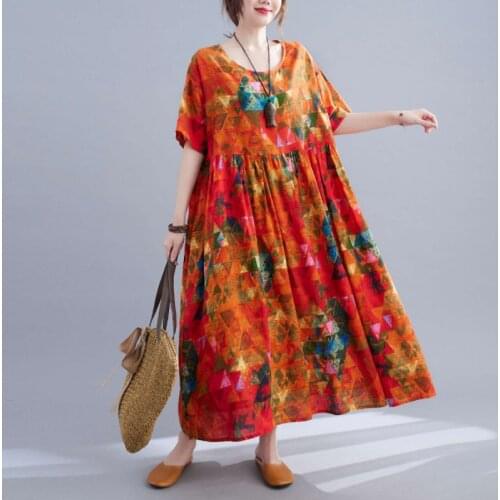 New 2021 Summer Women Dress Sundress Oversize Floral Print Korean Boho Beach Dress Female Large Size 4XL 5XL 6XL 7XL Maxi Dress