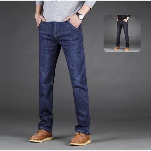 2021 New jeans Mens Straight Leg Slim Jeans Plus-up Size Stretch Yong Mens Premium Fashion Casual Denim Trousers