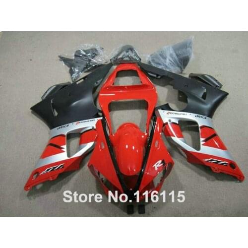 Full injection molding popular fairings set fit for YAMAHA YZF R1 02 03 silver red black Fairing kit 2002 2003 bodywork KN18