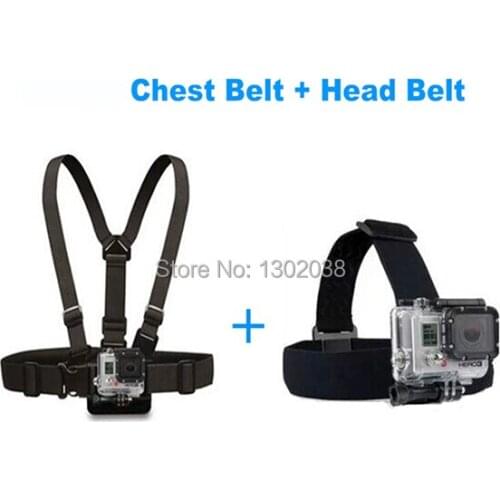 Gopro Harness Adjustable Elastic Chest Belt + Head Stap Mount Strap w/ Plastic Buckle for Gopro Hero 4 3 2 1 SJ4000 Xiaoyi cam