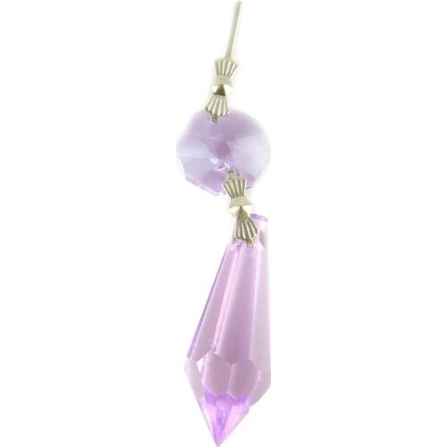 Lilac Purple 38mm Pointed Bead 10PCS/LOT Gold Clasp Lighting Accessories Pendants Crystal Prisms Chandelier Parts