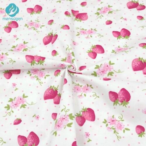 Mensugen 50cm*160cm Pink Strawberry Cotton Fabric for Patchwork Baby Dresses Girls Bed Sheets Quilt blanket Sewing Material