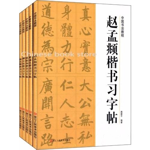Chinese Calligraphy writing Tutorial book for beginners: Yan Chen Liu gongquan hanzi brush writing masters copybooks,set of 5