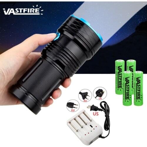 Waterproof LED Flashlight Torch 12 XM-L T6 Tactical lights 3 Modes LED rechargable Flashlights +4x 18650 Batteries+Charger