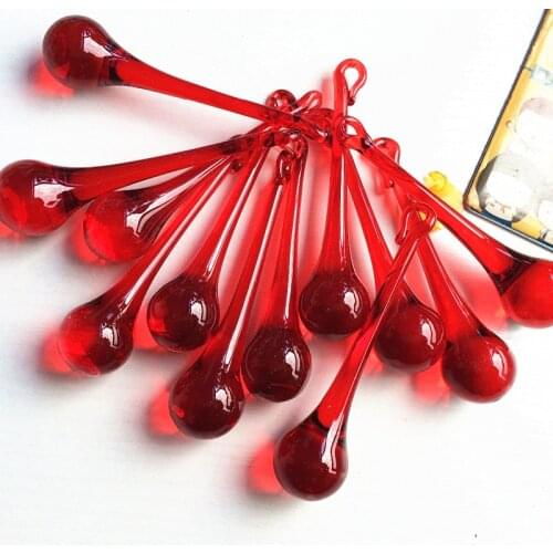 Top Quality 20pcs/lot 20x80mm Red Smooth Glass Chandelier Pendants, Crystal Lighting Parts, Crystal Glass Beads Curtain Pendants