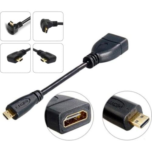 High quality black 0.1M straight / elbow Gold-plated plug 1.4 Version Micro-HDMI male to female HDMI HD video short cable
