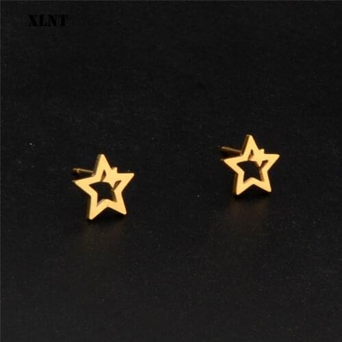 XLNT Trendy Star Earrings Ear Stud Tiny Star Stud Earrings For Women Stainless Steel Jewelry Boho Ear Jewelry