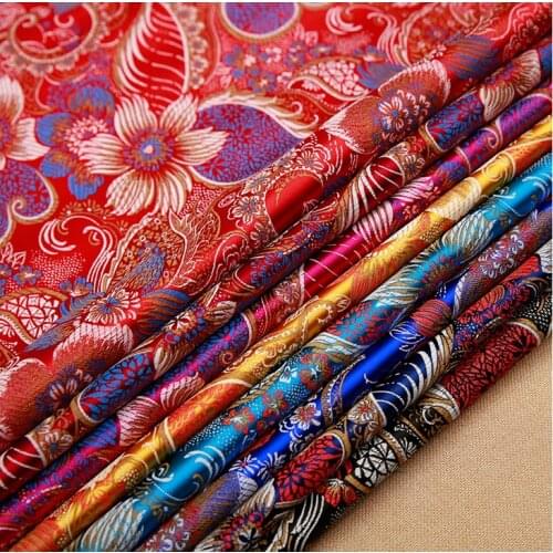 Flower clothing brocade jacquard fabrics for sewing cheongsam and kimono dress pattern material