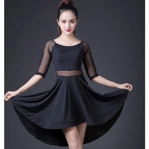 Latin Dance Skirt Woman Practice Dress 2019 Performance Latin Dance Skirt Red Black Woman Rumba Cha Cha Latin Dance Dresses