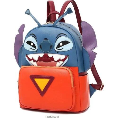 Stitch Backpack Women Designer Leather Disney Cute Back Pack Travel Girls Mochila Cartoon Bagpack Sac Purses Bolsa Feminina
