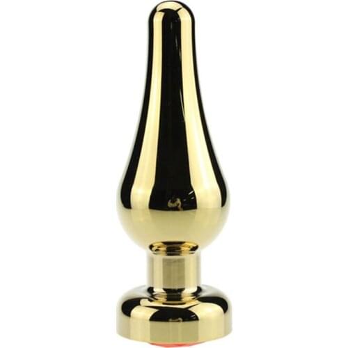Gold Large Size Metal Anal Plug With Diamonds Stainless Steel Anal Dildo Sex Toy Products Anal Stimulating Butt Plug For Women