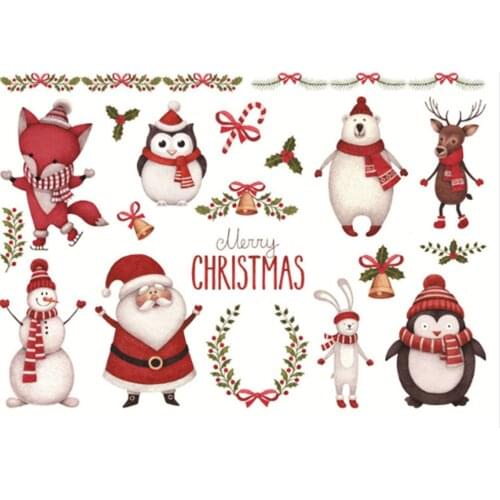 1 Sheet Christmas Sticker Design Of Kawaii Santa Claus/Elk/Snowman/Christmas Tree/Wreath For Childern Sketching Album Stationery