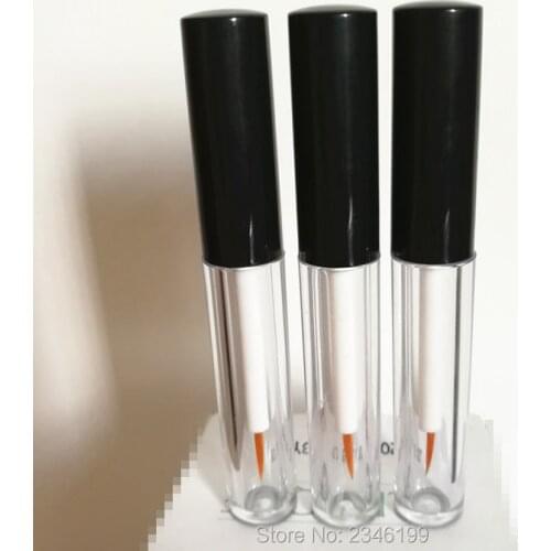 2ML 4ML 50pcs/lot Empty Clear Eyeliner Tube, Black Eyelash Growth Liquid Refillable Bottle, Plastic DIY Eyeliner Packing Tube
