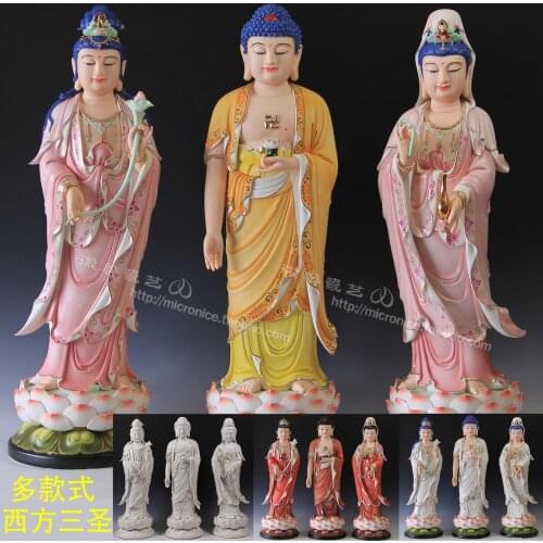 26 inch thick elegant Western Sam like Sam West Buddha Dehua ceramic painting stand like ornaments