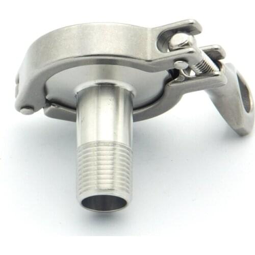 304 Stainless Steel Sanitary Pipe Fitting Set 1/8" BSP Male Thread Ferrule + 1.5" Tri Clamp + Silicon Gasket + End Cap
