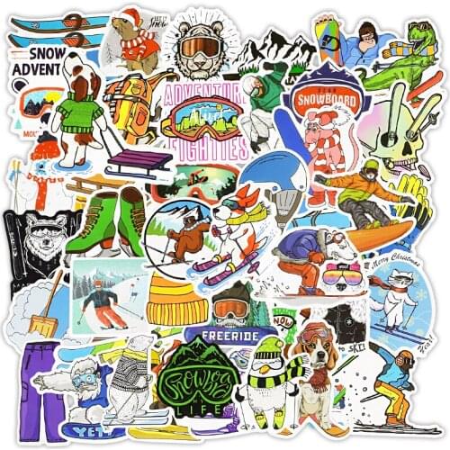 50PCS Winter Skiing Snow Mountain Penguin Graffiti Stickers For Luggage Laptop Skateboard Refrigerator Ski Car Stickers F3