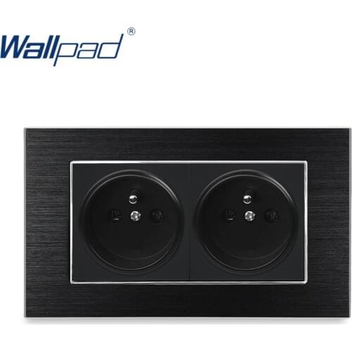Double EU Socket French Standard Wallpad Luxury Wall Outlet Satin Metal Panel 146*86mm Wall Power Outlet Schuko