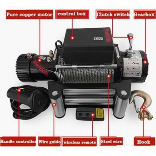 Electric winch car tuning 2000/3000/4000 /4500/6000/9500/12000lb 24v Handle/wireless Wire rope ATV winches for Beach bug