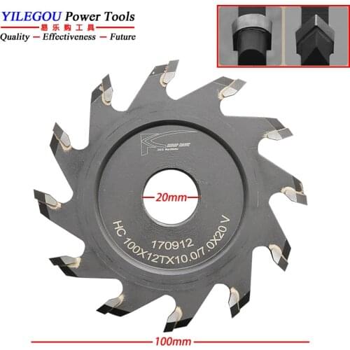 100mm Carbide Alloy Milling Cutter 100 x 20mm x12T x 10mm Aluminum Plate Slotting Blade With V / U Teeth, Cutting Thickness 10mm