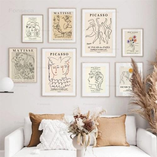 Picasso Matisse Abstract Girl Flower Canvas Painting Nordic Posters and Prints Modular Wall Pictures for Living Room Home Decor