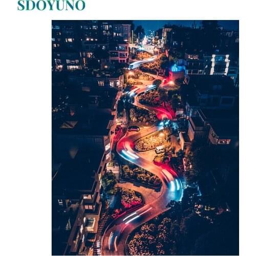 SDOYUNO Paint By Numbers City Scenery DIY Oil Painting By Numbers On Canvas Landscape 60x75cm Frameless Number Painting Decor