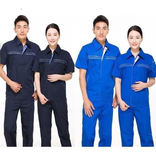 Summer Reflective Work Clothing Set Men Women Auto Car Workshop Electricity Installation Tooling Mechanical Repair Man Uniforms