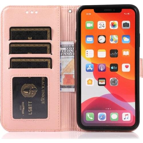 For iPhone 12 11 Pro Max Phone Case Leather Holder Mi Redmi Note10 Huawei P40 LITE Protective Cover with Lanyard Wallet Card Bag